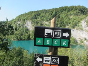Cartel caminos Plitvice en Croacia